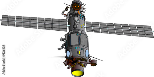 vector  illustration of satellite - orbital base