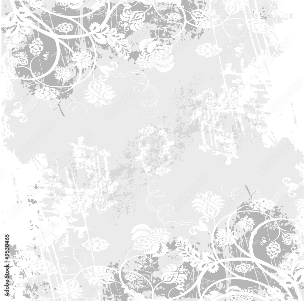 floral blanche sur fond gris