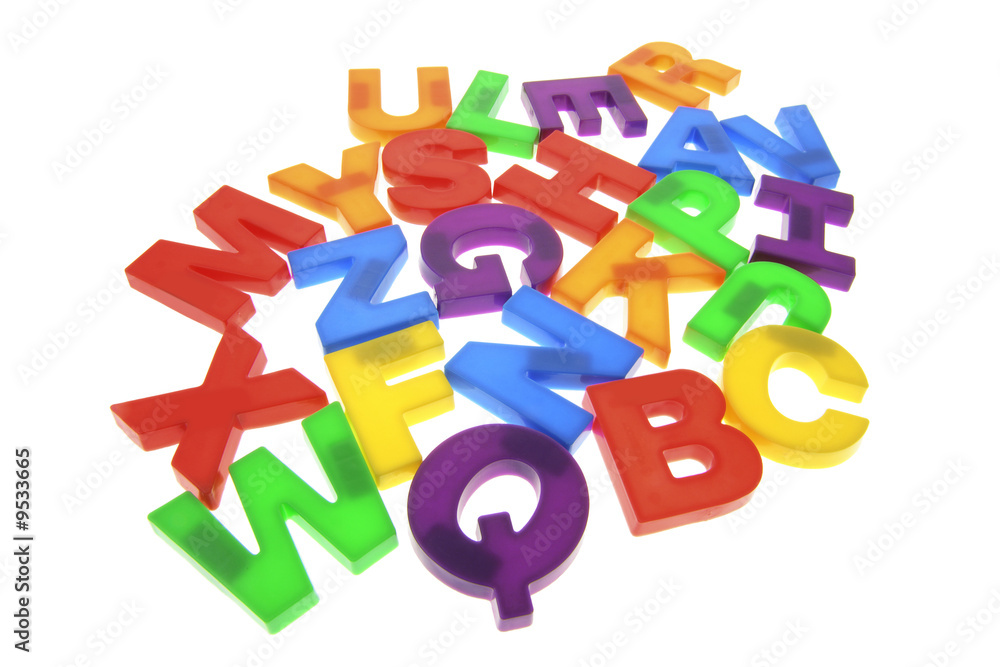 Plastic Alphabets on Isolated White Background Plastic Alphabets on Isolated White Background