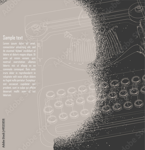 line drawing of a typewriter - space for text- background