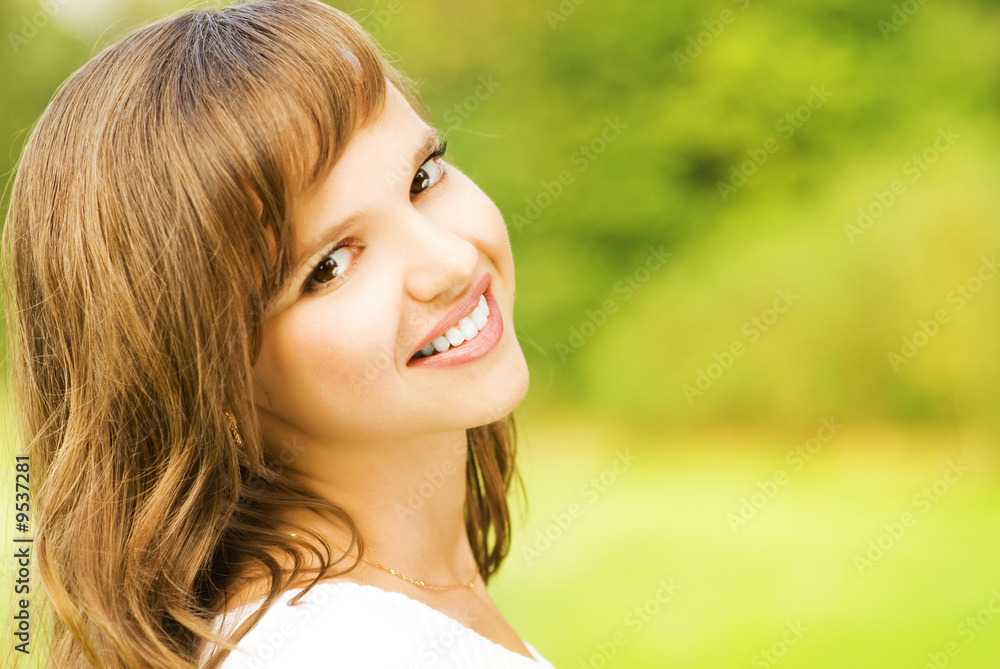 Beautiful romantic brunette close-up portrait