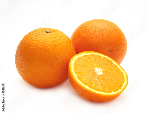 Bright, ripe oranges - object over white