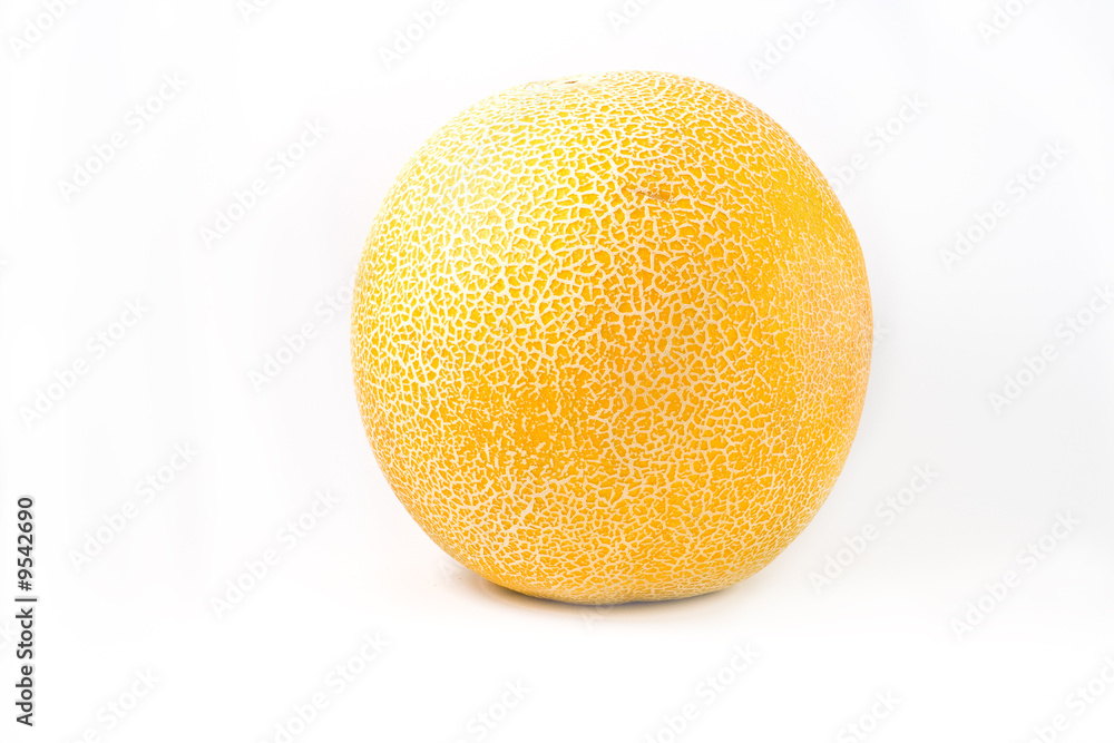Ripe yellow melon with grid on a white background Ripe yellow melon with grid on a white background