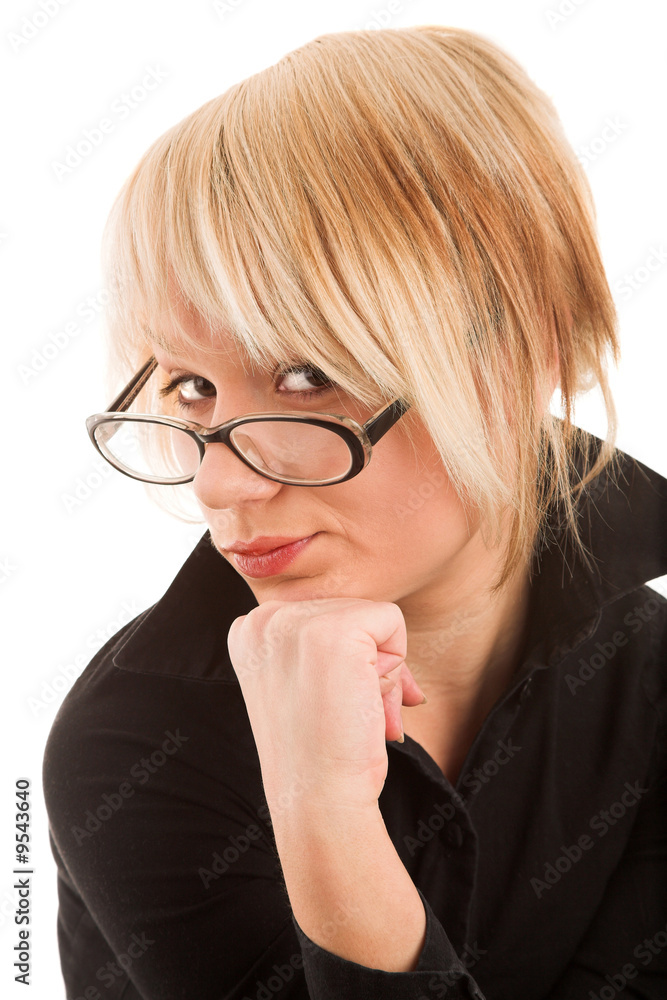 Girl in glasses on white isolated background Girl in glasses on white isolated background