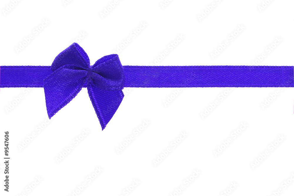 Decorative blue bow ribbon on white background Decorative blue bow ribbon on white background