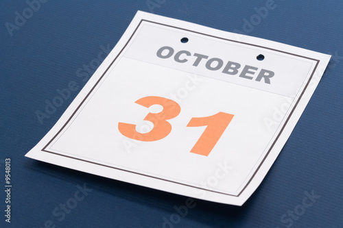 Halloween, calendar October 31 with blue background