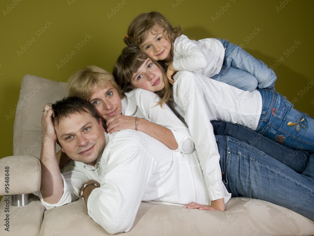 Happy family on sofa Happy family on sofa