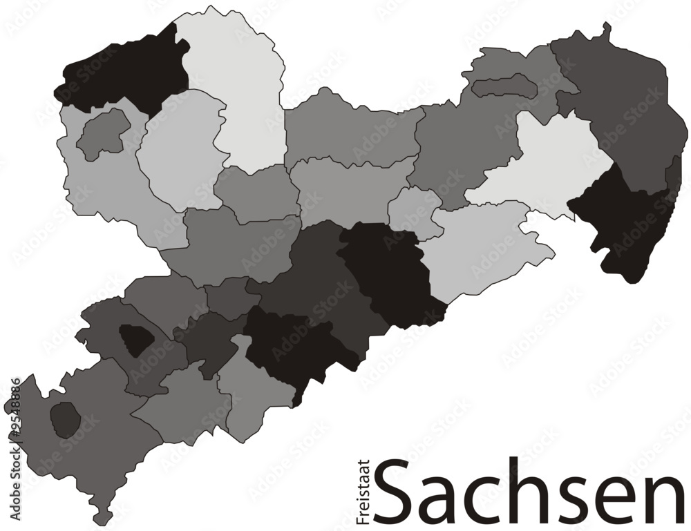 Karte vom Freistaat Sachsen