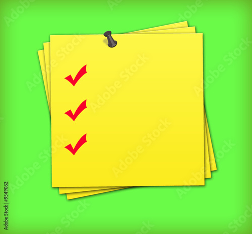 yellow adhesive note with completed checklist