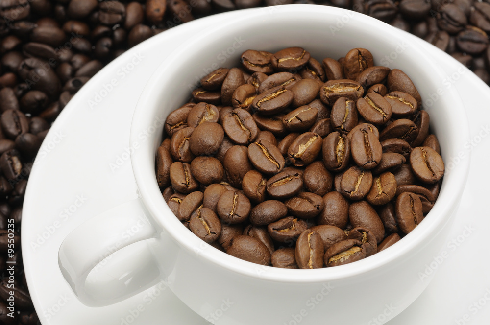Close up of cup of coffee beans Close up of cup of coffee beans
