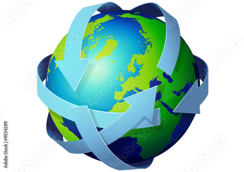 Globe terrestre et flèches bleu (détouré)