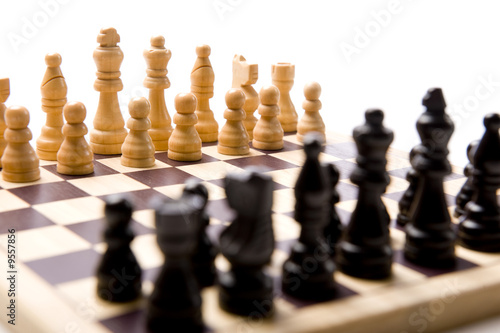 A chess set on a white background