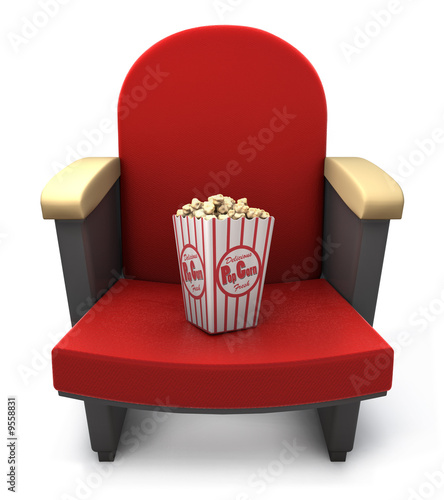 Popcorn package on theater seat