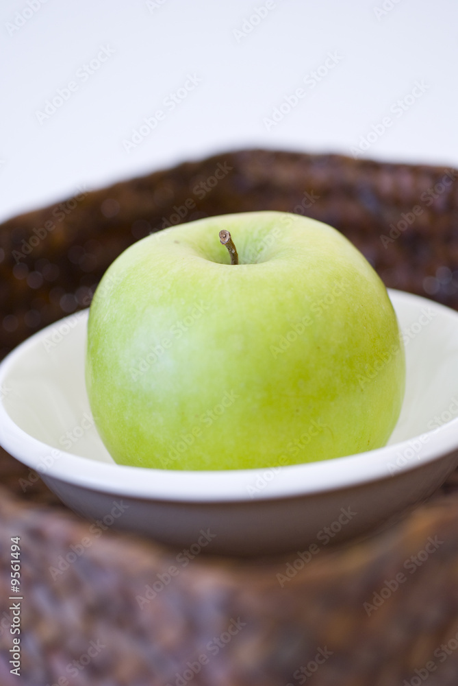Fresh green apple fruit breakfast on white background Fresh green apple fruit breakfast on white background