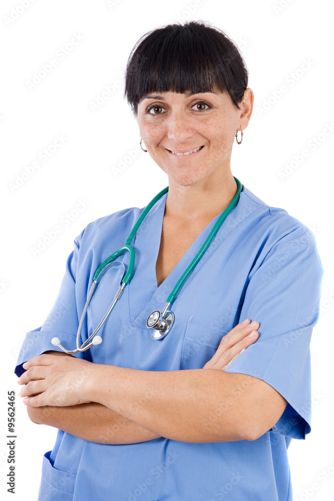 Beautiful woman doctor a over white background Beautiful woman doctor a over white background