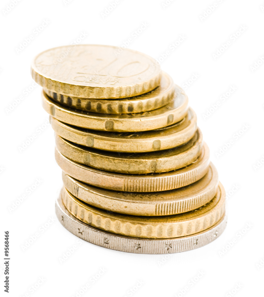 Golden coins isolated on white background Golden coins isolated on white background