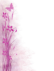 Fototapete Schmetterlinge im Grunge Rosa Schilfgras im Sommerlicht  © pambie