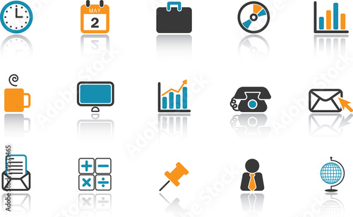 Fotografia Business Office Icon Set - Blue version