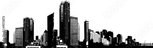 Black and white panorama city.