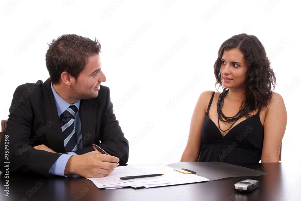 Business Couple working, isolated over white background Business Couple working, isolated over white background