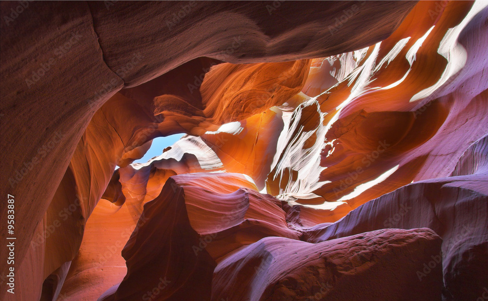 Shone orange and violet colors a canyon of "Antelope" - obrazy, fototapety, plakaty 