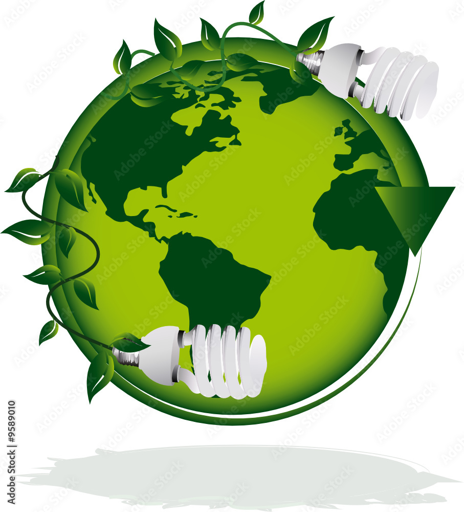 Vecteur Stock éclairage écologique et planète terre | Adobe Stock