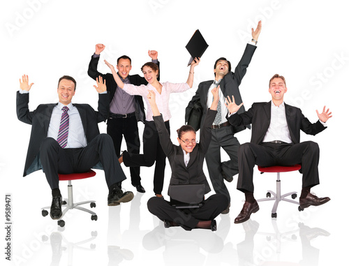 happy business team chair