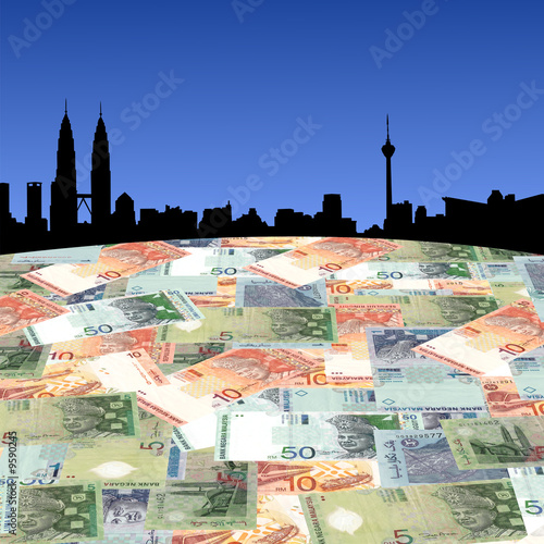 Photography Kuala Lumpur skyline with Malaysian Ringgit foreground