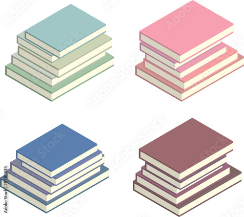 vector isometric colorful stacks of books