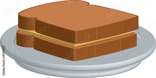 vector grilled cheese sandwich on a plate