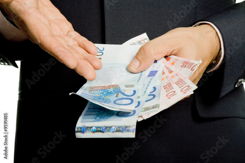 Wallpaper Mural detail of man hands with money, euro notes Torontodigital.ca