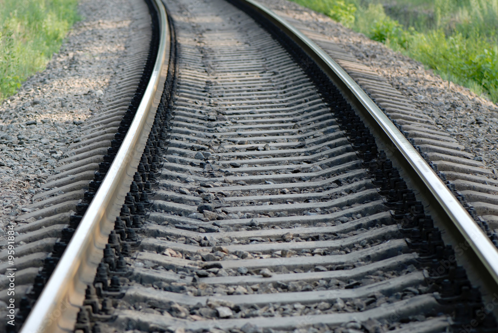 railroad tracks in a countryside