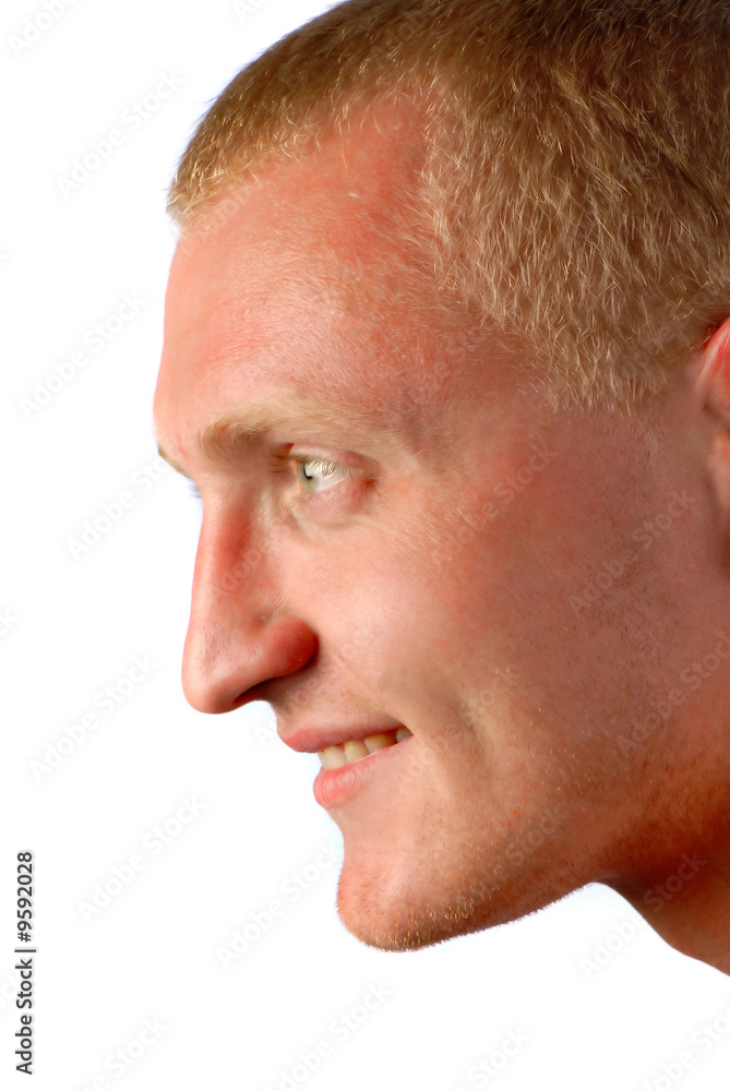 portrait young, smiling men on white background, profile portrait young, smiling men on white background, profile