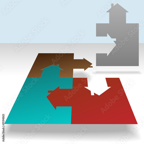 Jigsaw Puzzle Pieces Houses Home Solution
