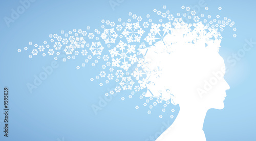 Foto Snow Queen with hair made from snowflakes
