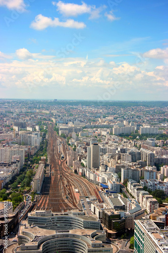 Aerial vertical view of Montparnasse railway station  Paris