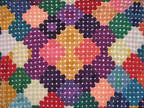 Hand-crafted Punjabi quilt in bright colored squares