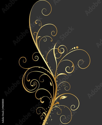 black and gold floral background