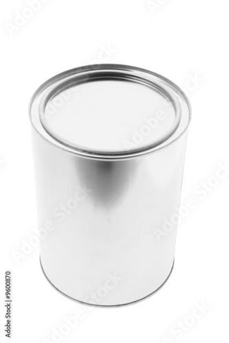 Metal Tin Container on Isolated White Background