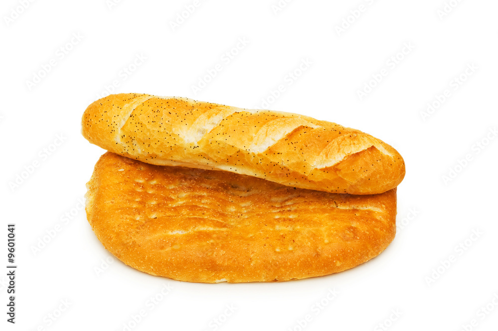 Two bread loaves isolated on the white