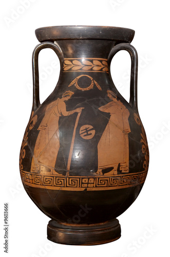 Ancient greek amphora isolated on white