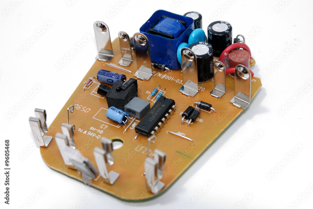 Obraz premium electronic circuit close-up on white background