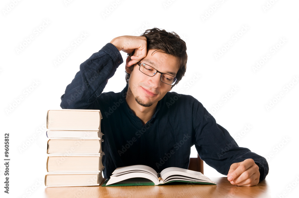 Young man studying and reading Young man studying and reading