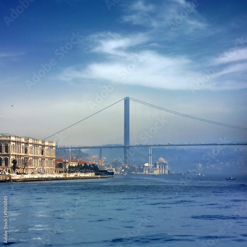 Bosphorus Bridge and Ortakoy Mosque in Istanbul Turkey photo