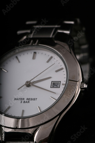 pachshot of a silver watch