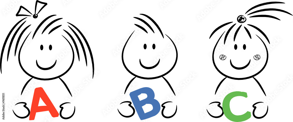 Cartoon-Kinder halten Buchstaben (ABC) in den Händen Stock Vector | Adobe  Stock
