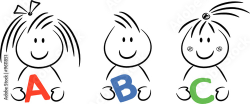 Cartoon-Kinder halten Buchstaben (ABC) in den Händen
