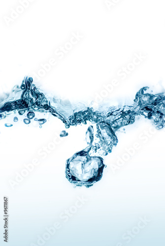 Water splash with air bubbles.