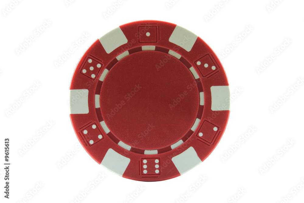 Naklejka premium Red poker chip isolated on a white background