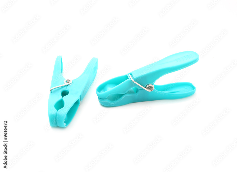 two pegs isolated on white